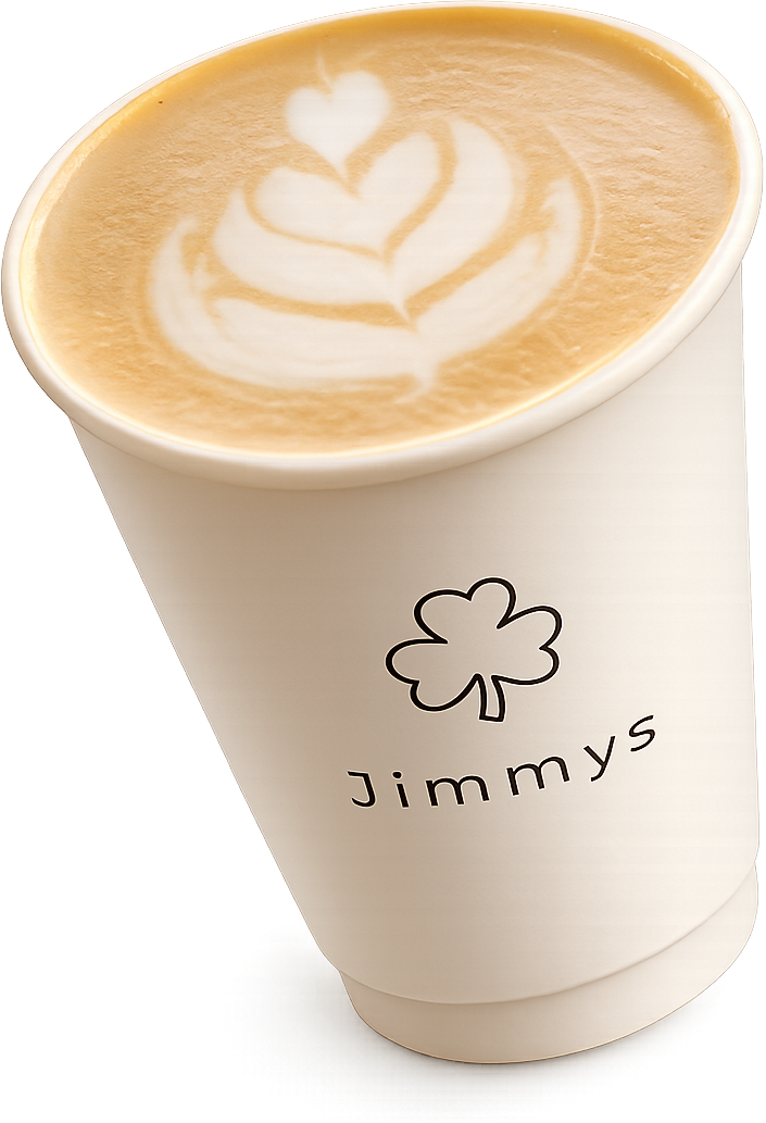 Jimmy's latte art heart pour top-down view